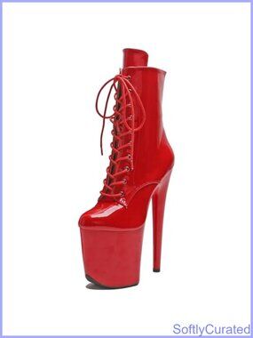8 Inch Platform Stiletto Ankle Boots Lace Up Pole Dance Heels